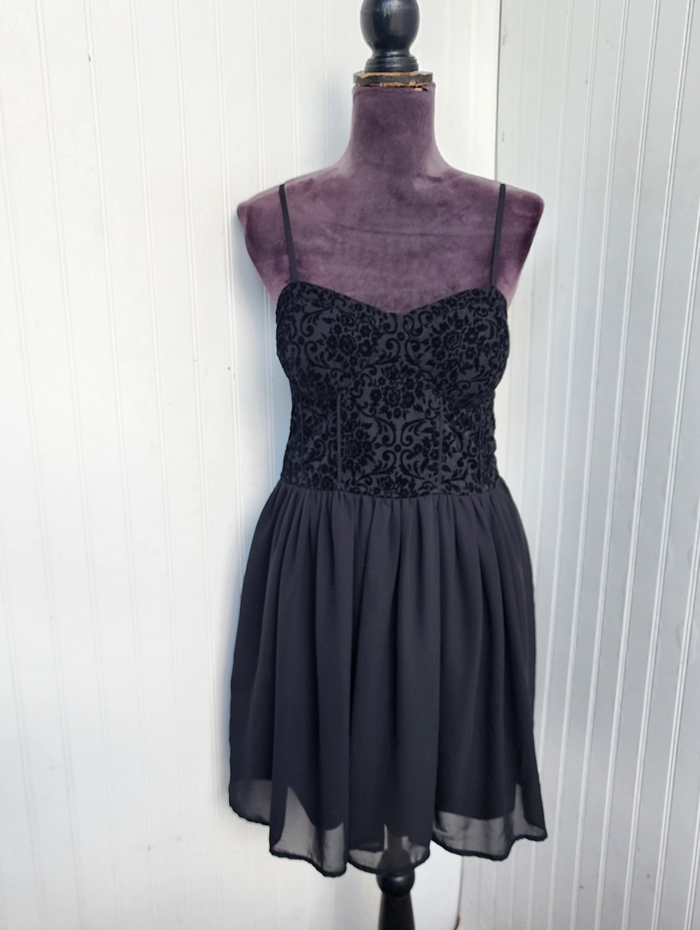 BOG Collective Velvet Bodice Print Sleeveless Mini Sundress Boho Cottage L